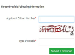 Application citizen number